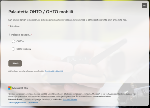 Palautelomake OHTO-järjestelmän ja OHTO-mobiilin ongelmiin.