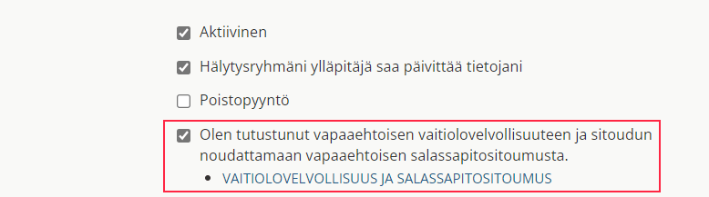 Salassapito sopimuksen hyväksyminen